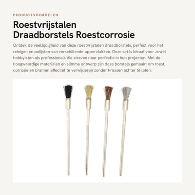 Dailygoods- Draadborstels Premium Materiaal - Roestvrijstalen Borstel - Koperen Borstel - Varkenshaarborstel - Paardenmanenborstel - Set van 4 - Borstelset