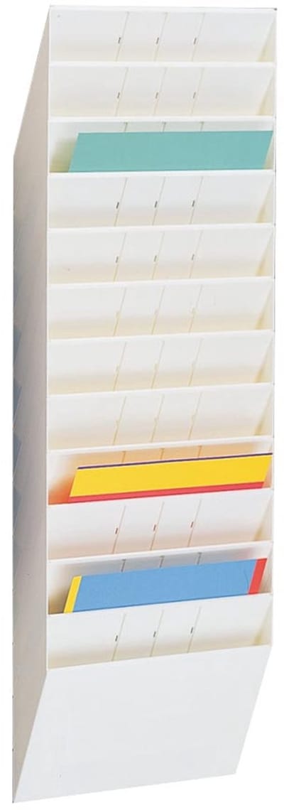 DURABLE Folderhouder voor wandmontage. Met 12 vakken voor A4 documenten in liggend formaat.