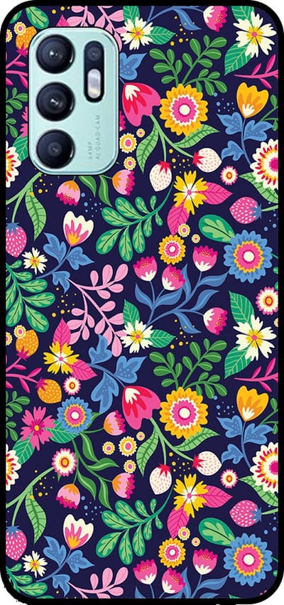 Smartphonica Telefoonhoesje Geschikt voor Oppo Reno6 4G met bloemen opdruk - TPU backcover case flower design geschikt voor Oppo Reno6 4G