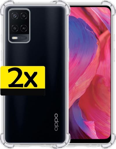 Hoesje - 2 Stuks - Geschikt voor OPPO A54 - Sterk & Shockproof - Siliconen Case - Back Cover - Telefoon Hoes Shock Proof - Telefoonhoesjes - Transparant