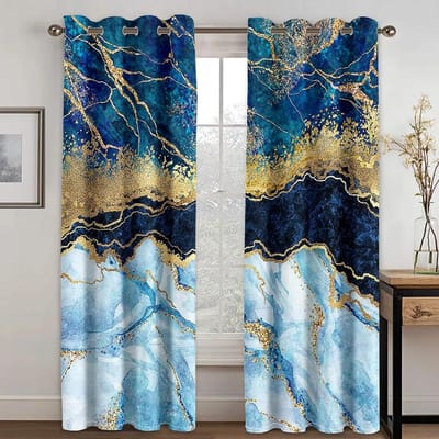 3D Modern Klassiek Marmer Groen Goud Elegant Grijs 2 Panelen Dunne Verduisterende Polyester Raamgordijn voor Slaapkamer Woonkamer Decoratie 100W130H(CM)40x51in&Grommet Top black