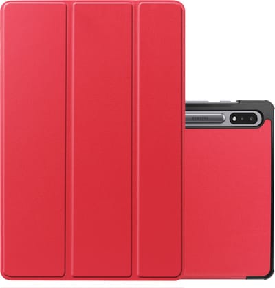 Hoes - Geschikt voor Samsung Galaxy Tab S9 - Dun & Stevig - Trifold Bookcase - Hard Cover Case - Met Uitsparing Geschikt voor S Pen - Hardcover Book - Tablet Hoesje - Rood