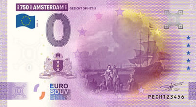 0 Euro biljet Nederland 2025 - Amsterdam VIII Gezicht op het IJ