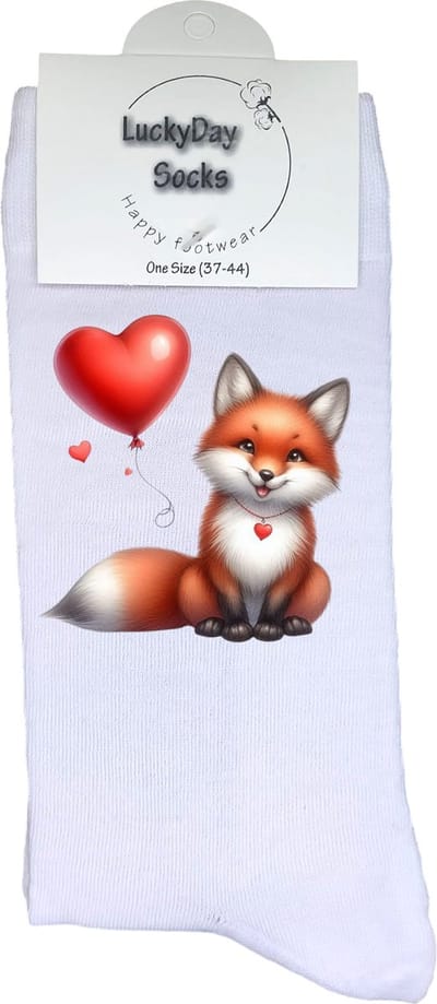 Vos - Opkikkertje - Fantasie - Hartje - Liefde - Ballon - Grappige sokken - Valentijn cadeau - Verjaardag - Geluk - Grappige sokken - Leuke sokken - Vrolijke sokken - Kerst sokken - Vaderdag - Moederdag - Socks maken Happy - 37-44