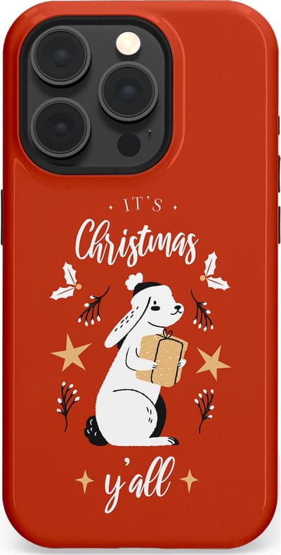Casetastic hoesje geschikt voor Apple iPhone 15 Pro - MagSafe - Dubbellaagse bescherming - Kerst Konijntje Flappie - Fashion Case - Terracotta