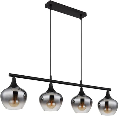Globo - hanglamp - MAXY - zwart - glas - grote eettafellamp - E27 - 15548-4H1