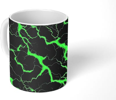 Mok - Koffiemok - Bliksemflitsen - Groen - Energie - Mokken - 350 ML - Beker - Koffiemokken - Theemok