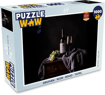 Puzzel Druiven - Wijn - Rood - Tafel - Legpuzzel - Puzzel 1000 stukjes volwassenen