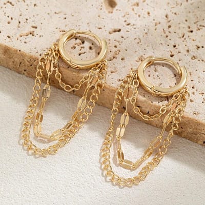 1 Paar Delicate Roestvrij Staal Ketting Oorbellen Hoepels Voor Vrouwen Meisjes Modieuze Dagelijkse Sieraden Cadeau Voor Haar one-size goud