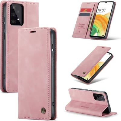 Casemania Hoesje Geschikt voor Samsung Galaxy M23 Pale Pink - Dunne Portemonnee Book Case - Slim Wallet Case met Pasjeshouder