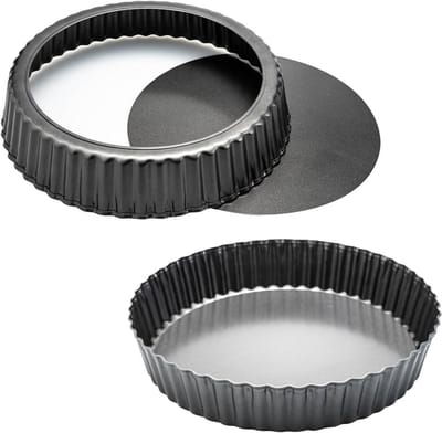 Bakvorm Set - Taartvorm Quiche - Diep Bakken - Verwijderbare Bodem - 2 Stuks - Zwart