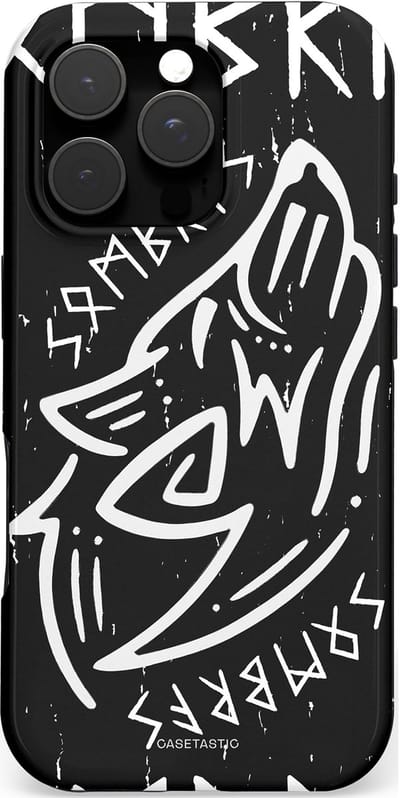 Casetastic hoesje geschikt voor Apple iPhone 16 Pro - MagSafe - Dubbellaagse bescherming - Wolvenkreet - Fashion Case - Zwart Grijs Wit