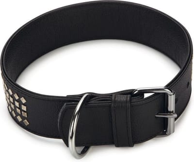 Beeztees leren halsband Vintage. Zwart. 50 cm x 50 mm