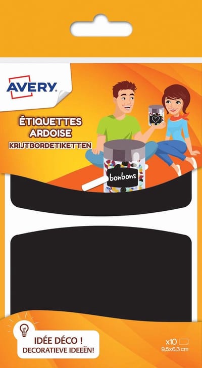 Avery Family krijtbordetiketten | ft 9 | 5 x 6 | 3 cm | ophangbare etui met 10 etiketten