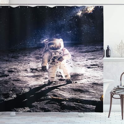 ABAKUHAUS Ruimte-douchegordijn – Astronaut op de maan – 175x180 cm – Polyester
