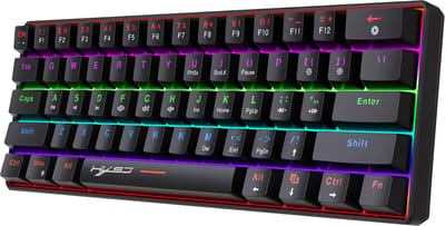 HXSJ V900 - Bedrade Gaming Toetsenbord - Mechanisch - RGB - Blue Switch - 61 Keys - QWERTY Toetsenborden - Zwart