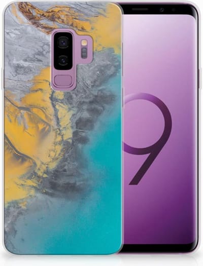 Samsung Galaxy S9 Plus TPU Siliconen Hoesje Marble Blue Gold