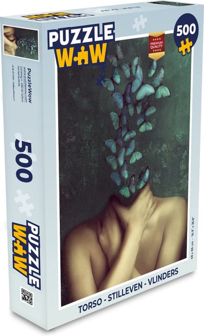 Puzzel Torso - Stilleven - Vlinders - Blauw - Legpuzzel - Puzzel 500 stukjes