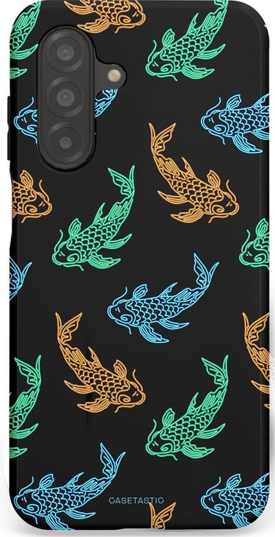 Casetastic hoesje geschikt voor Samsung Galaxy A26 - Dubbellaagse bescherming - Neon Koi - Fashion Case - Zwart Petrol Donkergroen Bruin