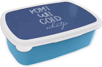 Broodtrommel Blauw - Lunchbox - Brooddoos - Get well soon - Spreuken - Liefde - 18x12x6 cm - Kinderen - Jongen