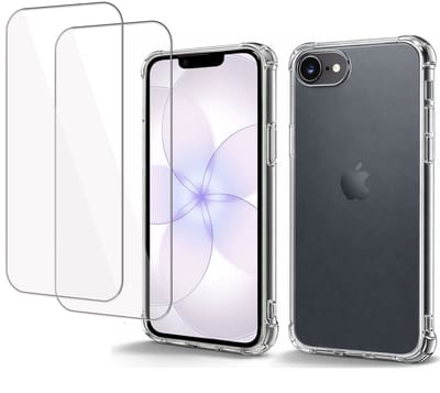 ChiGuard Hoesje & 2x Screenprotector geschikt voor iPhone 17e Hoesje Screenprotector - Gehard Glas Cover + Shock Proof Case – Transparant