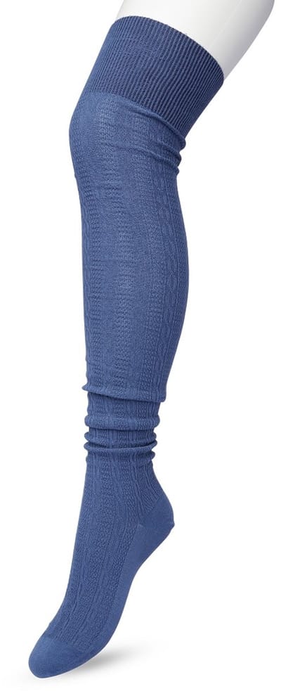 Bonnie Doon Bio Kabel Overknee kousen Dames Blauw maat 36/42 - Klassiek Kabel patroon - Biologisch Katoen - Ultiem comfort - Classic Cable Overknee sokken - OEKO-TEX - Gladde Naden - Kniekousen - Duurzaam Huidvriendelijk - Bering Sea - P53498.131