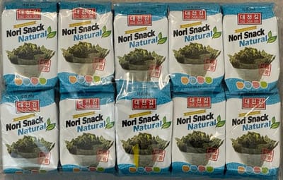 DAECHUN (Choi's1) geroosterd natuurlijk zeewier nori-snack, 4g x 20 stuks, nori-vel, product uit Korea (80gr)