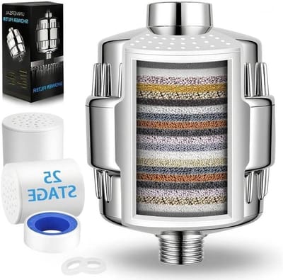 25-Stage Douchefilter met Vitamine C voor Hard Water, Waterverzachter, Vervangbare Multistage Filtercartridges voor Chloor en Onzuiverheden
