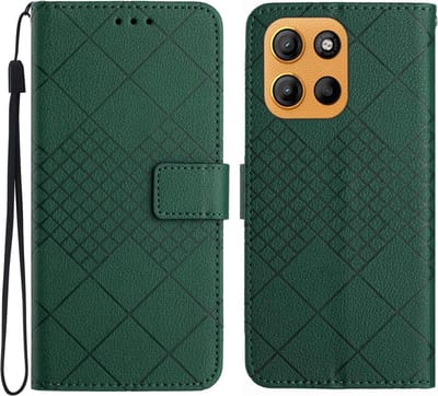 Coverup Hoesje - Geschikt voor Motorola Moto G15 / G17 (Power) Hoesje - Coverup Rhombus Book Case - Groen