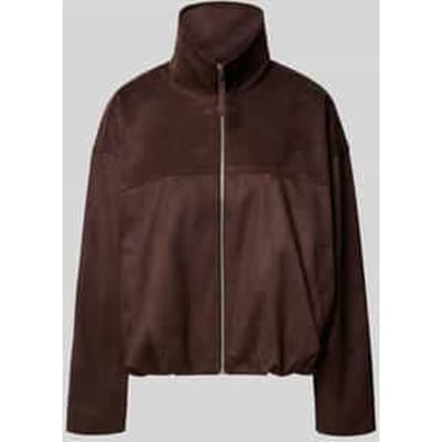 Jack in leerlook met ritssluiting en steekzakken