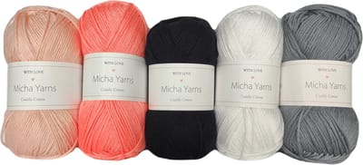 Bollen Bundel - 80% katoen 20% acryl breiwol - 5 bollen haakgaren – 5 x 100gram - Morganite (011) – Cuddly Cotton - Micha Yarns