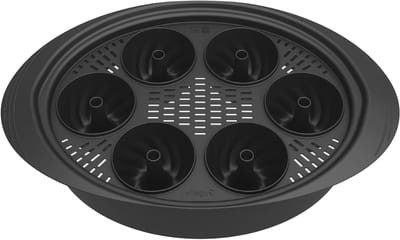 Mini Turban Bakvorm - Cakevorm Gugelhupf - Bakken met Thermomix - BPA-vrij Plastic - 6 stuks - Zwart