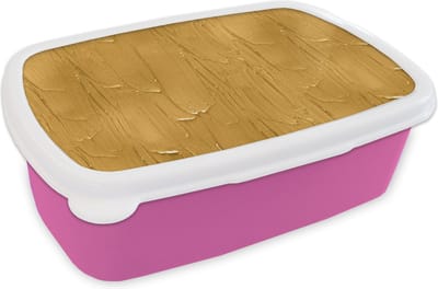 Broodtrommel Roze - Lunchbox - Brooddoos - Verf - Patronen - Oker - 18x12x6 cm - Kinderen - Meisje