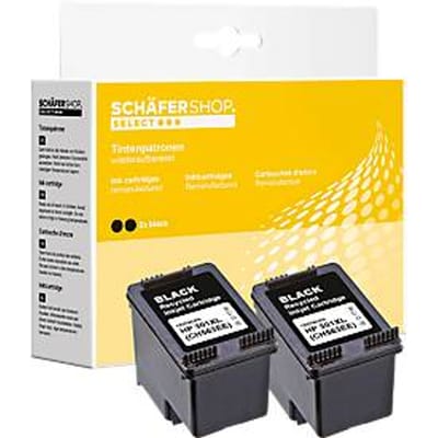 Schäfer Shop Select inktpatronen, vervangt HP 301XL (CH563EE), dubbele verpakking, zwart