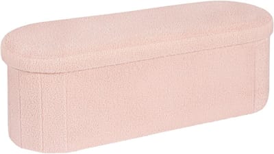Opbergkruk Ovaal - Voetenbank Zitje - Ruimte Besparen - Inklapbaar Ontwerp - 110 cm Lang - Roze