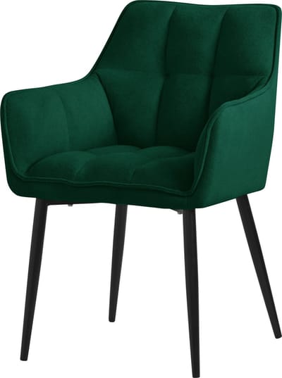 Donkergroene badstof eetkamerstoel met dik gestoffeerde zitting ML design