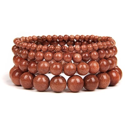 Bixorp Gems Goudsteen Edelsteen Armbanden set 4mm + 6mm + 8mm + 10mm - Edelstenen Armbanden Bundel Cadeau