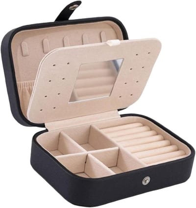 Juwelendoos Organizer - Sieraden Opberger - Sieraden Opbergen - Ingebouwd Spiegel - 35x24x4cm - Zwart