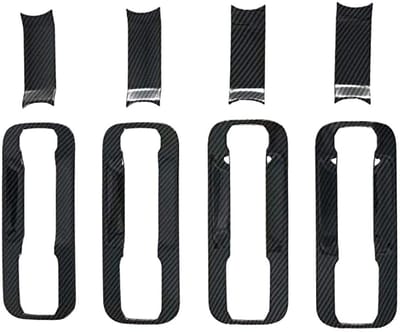 Dailygoods- Deurdoppen 8 Stuks - ABS Zwart/Zilver - Koolstofvezel Patroon - 3M Lijm - Voor F*ord F150 2015-2019 - Automatische Buitendeurkrukkom - Deurklinkdecoratie