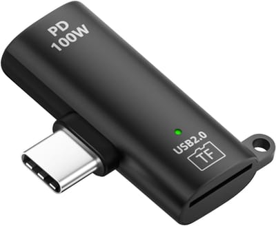 USB C Adapter - Kaartlezer Oplader - Bestanden Overzetten - PD 100W Snel Laden - 2-in-1 - Zwart