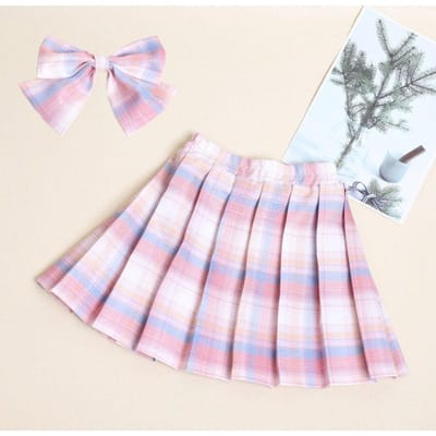 Zomer JK Ruitrok Meisjes Halflange Rok Hoge Taille Middenmaat Kinderen Veelzijdige en Modieuze Korte Rok 140 white
