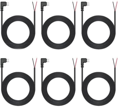Allecto - USB C naar 2-pin kabel - 1m 90 graden - 12V/3A - Voor DIY en vervangingen - Snelle Oplading - 6-pack - Geschikt voor Diverse Apparaten - ...