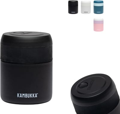 Kambukka Bora - Lunchbox - 600 ml - Voedselcontainer houdt 9 uur warm & 100 % Lekvrij - Matte Black