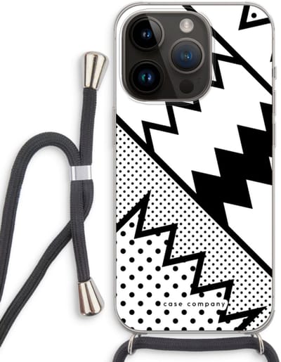 Case Company® - Hoesje met koord geschikt voor iPhone 14 Pro hoesje met Koord - Pop Art #5 - Telefoonhoesje met Zwart Koord - Bescherming aan alle Kanten en Over de Schermrand