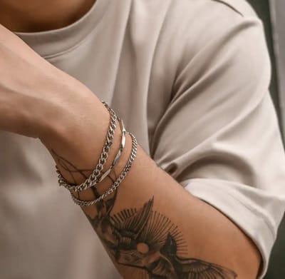 Soraro 3-Delige Armband Set | 18 CM | Heren Armband | Mannen Cadeau | Zilverkleurig |