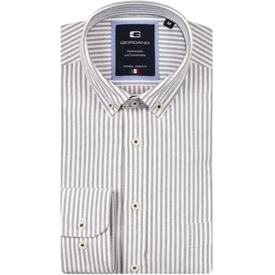 Giordano Overhemd Brando Soft Washed Oxford Gingham Stripe Button-Down Zwart / male