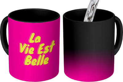 Magische Mok - Foto op Warmte Mokken - Koffiemok - Quote - Retro - Roze - Magic Mok - Beker - 350 ML - Theemok - Mok met Tekst