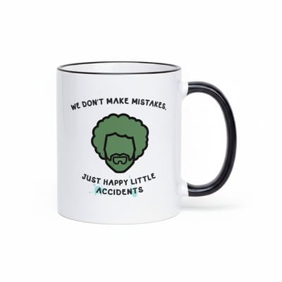 We Don’t Make Mistakes, Just Happy Little Accidents Mok – Grappige Kunst Quote Koffiemok – 330 ml Keramische Mok