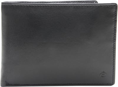 Esquire Leren Portemonnee Compact Wallet Black Zwart