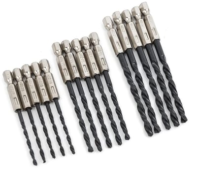 15-delige HSS 1/4 Inch Metalen Boorset met Titanium Coating - Inclusief 3mm, 4mm, 5mm Boorbits voor Precisiewerk en Doe-Het-Zelf Projecten